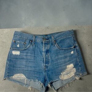 Levis 501 Denim Shorts Women Size 29 Button Fly Distressed